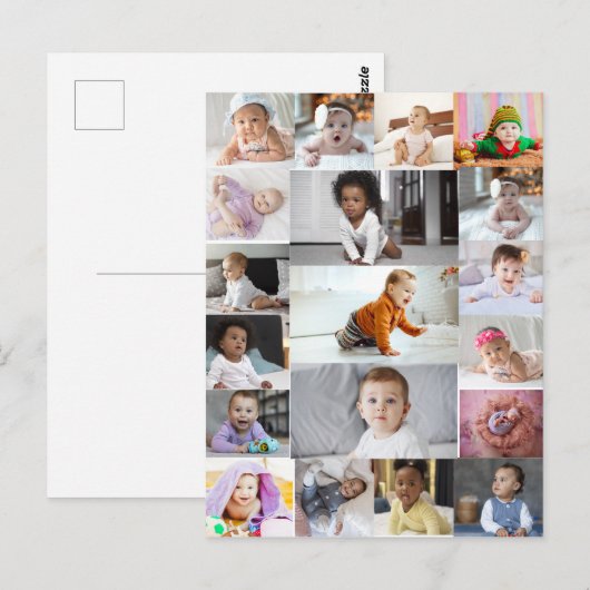 Carte Postale Concevez votre propre collage de 19 photos  (Devant / Derrière)