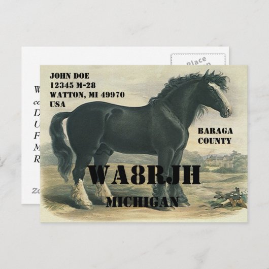 Carte Postale Concevez votre propre opérateur radio HAM QSL Brou (Devant / Derrière)