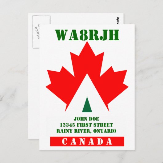 Carte Postale Concevez votre propre opérateur radio HAM QSL Op F (Devant / Derrière)