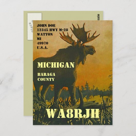 Carte Postale Concevez votre propre opérateur radio HAM QSL Op M (Devant / Derrière)