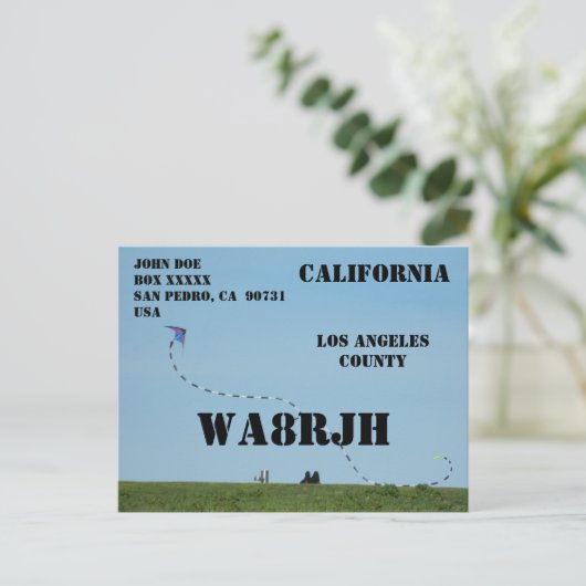 Carte Postale Concevez votre propre QSL HAM Radio Opérateur Kite (Debout devant)