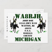 Carte Postale Concevez votre propre QSL HAM Radio Ops Card Bronc (Devant / Derrière)