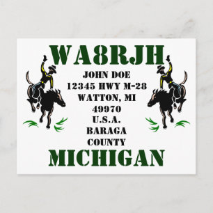 Carte Postale Concevez votre propre QSL HAM Radio Ops Card Bronc