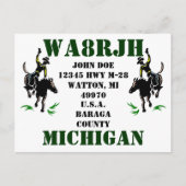 Carte Postale Concevez votre propre QSL HAM Radio Ops Card Bronc (Devant)