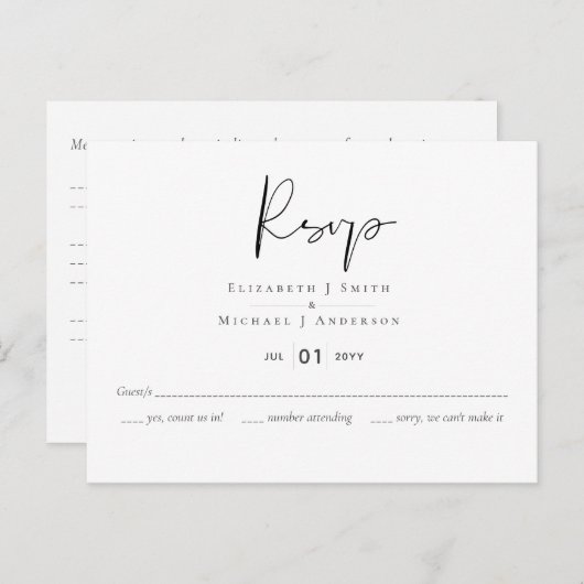 Carte Postale CONCEVOIR son propre mariage RSVP MUNU - Modèle du (Devant / Derrière)