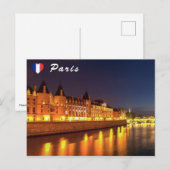 Carte Postale Conciergerie illuminée la nuit - Paris, France (Devant / Derrière)