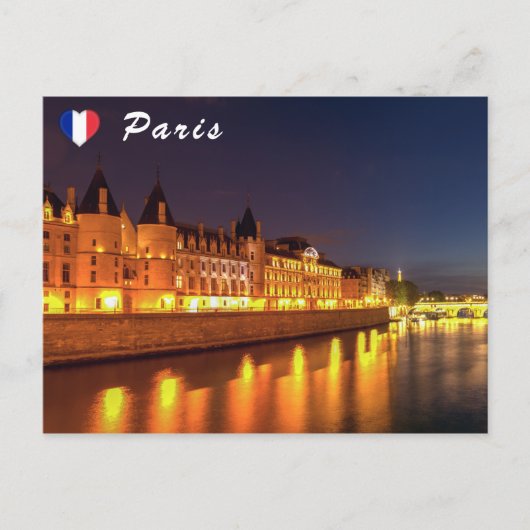 Carte Postale Conciergerie illuminée la nuit - Paris, France (Devant)