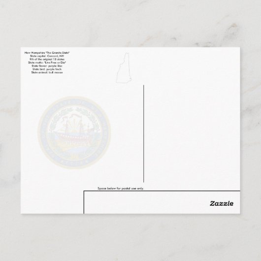 Carte Postale Concord New Hampshire (Dos)