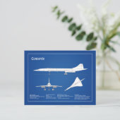 Carte Postale Concorde - Plan de dessin plan d'avion ABD (Debout devant)