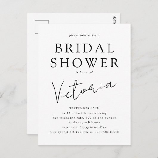 Carte Postale Concours minimaliste moderne avec douche nuptiale (Devant / Derrière)