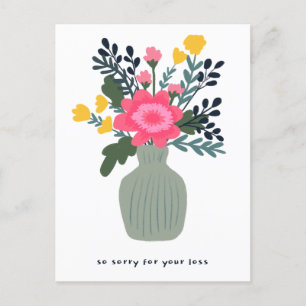 Carte Postale Condoléances Désolé pour la perte Vase de Fleurs p