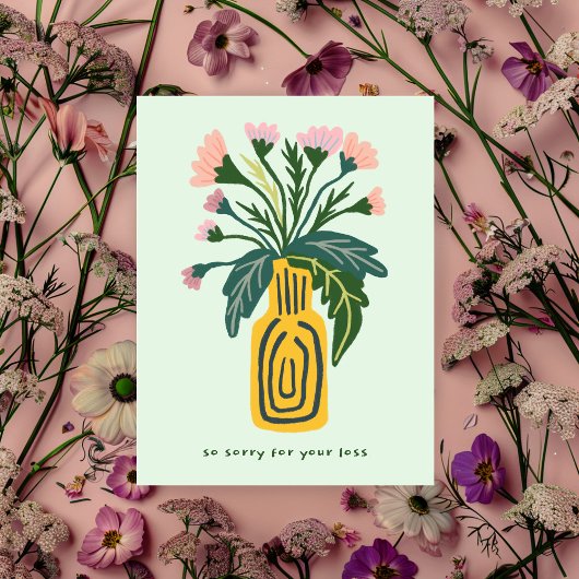 Carte Postale Condoléances Désolé pour la perte Vase de Fleurs p