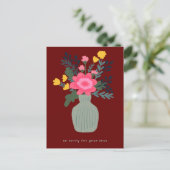 Carte Postale Condoléances Désolé pour la perte Vase de Fleurs p (Debout devant)