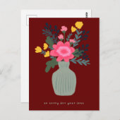 Carte Postale Condoléances Désolé pour la perte Vase de Fleurs p (Devant / Derrière)