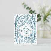 Carte Postale CONDOLÉANCES Dessin de fantaisie florale Désolé (Debout devant)