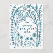 Carte Postale CONDOLÉANCES Dessin de fantaisie florale Désolé (Devant)