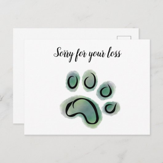 Carte Postale Condoléances pour la perte de votre animal (Devant / Derrière)