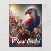 Carte Postale Condor vibrant perché sur une branche d'arbre (Devant)