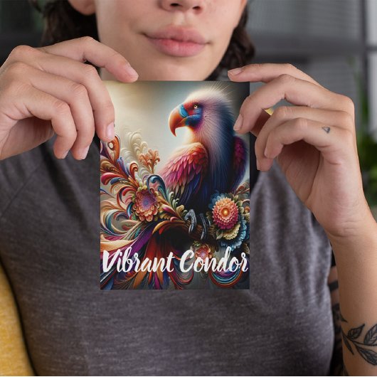Carte Postale Condor vibrant perché sur une branche d'arbre