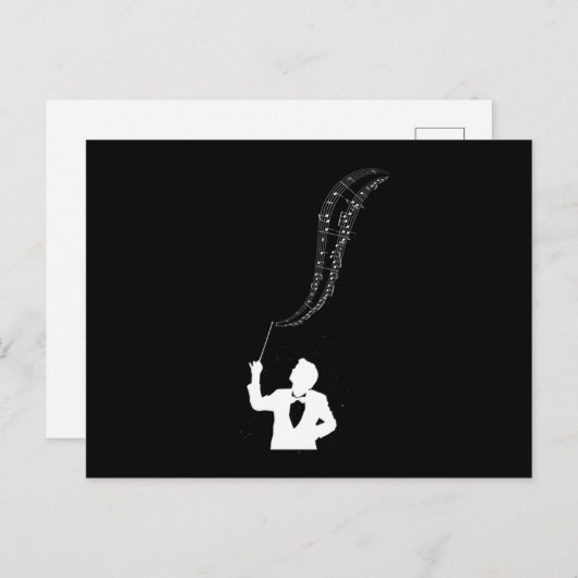 Carte Postale Conductor Orchestra Classical Music Notes Cadeau (Devant / Derrière)