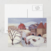 Carte Postale Conduire des vaches à la maison dans la neige (Devant / Derrière)