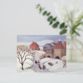 Carte Postale Conduire des vaches à la maison dans la neige (Debout devant)