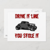 Carte Postale Conduis comme tu l'as volé - canne chaude (Devant / Derrière)