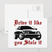 Carte Postale Conduisez comme vous l'avez volé - Domestique (Devant / Derrière)