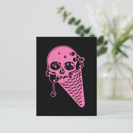 Carte postale Cone crème glacée rose (Debout devant)