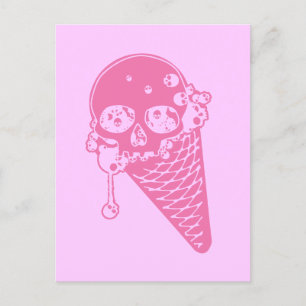 Carte postale Cone crème glacée rose