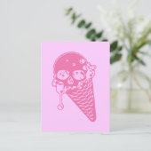 Carte postale Cone crème glacée rose (Debout devant)