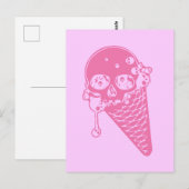 Carte postale Cone crème glacée rose (Devant / Derrière)