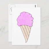 Carte Postale Cône crème glacée rose mignonne (Devant / Derrière)
