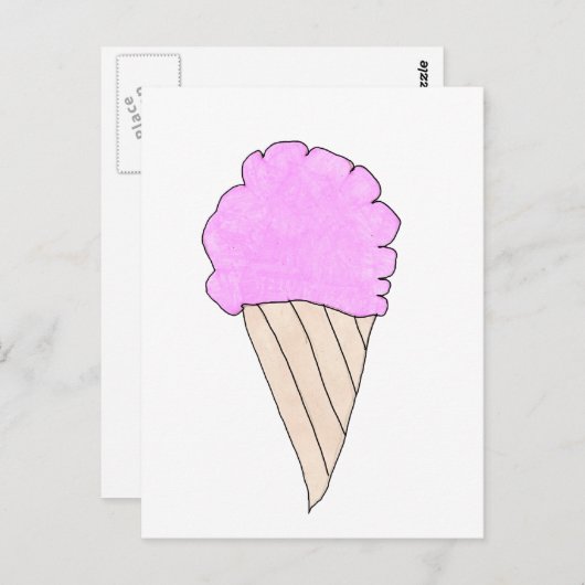 Carte Postale Cône crème glacée rose mignonne (Devant / Derrière)