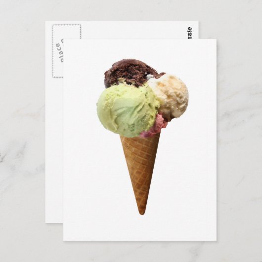 Carte Postale Cône de crème glacée (Devant / Derrière)