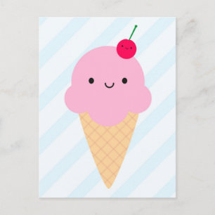Carte Postale Cone de crème glacée Kawaii