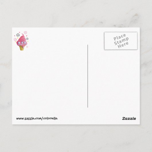 Carte Postale Cône de crème glacée rose Monster (Dos)