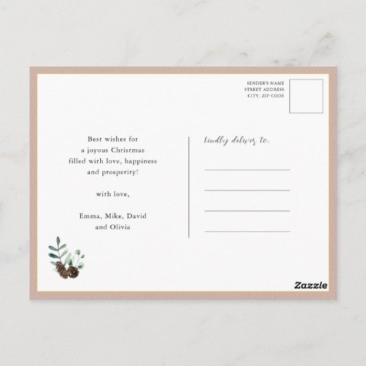 Carte Postale Cône de pin vert rustique Bon goût Confort Joy (Dos)