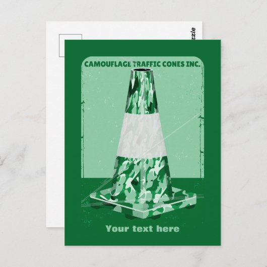 Carte Postale Cône de signalisation drôle camouflage cône de cir (Devant / Derrière)