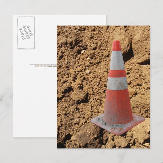 Carte Postale Cône de trafic, Pile de construction (Devant / Derrière)