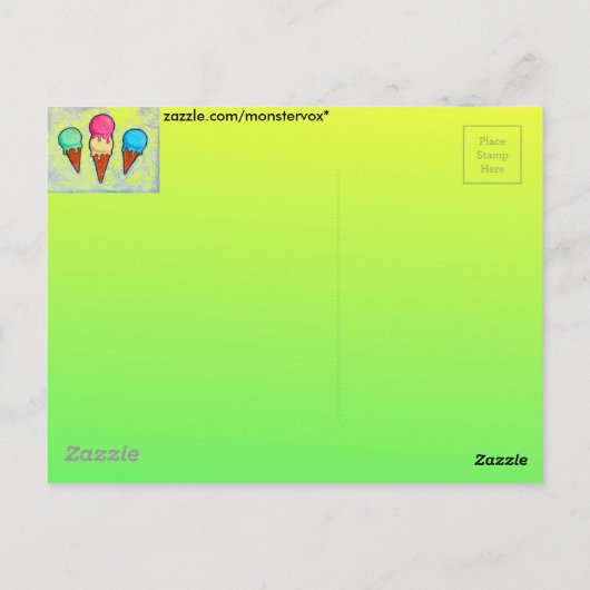 Carte Postale cônes de crème glacée (Dos)