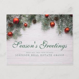 Carte Postale Cones de pin de Noël BONNES FÊTES