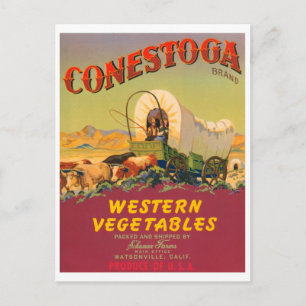 Carte Postale Conestoga Western Vegables Vintage Crate Étiquette