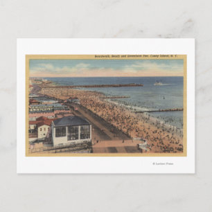 Carte Postale Coney Island, New York - Boardwalk, Beach