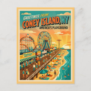 Carte Postale Coney Island NY Le terrain de jeu de l'Amérique