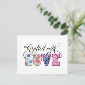 Carte Postale Confectionné Avec Amour Écriture ID193 (Debout devant)