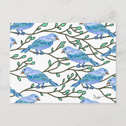 Carte Postale Conférence bleue d'oiseau (Devant)