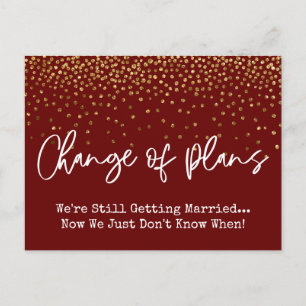 Carte Postale Confetti Dark Red Changement de plan Mariage repor