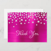 Carte Postale Confetti Diamant Argent Chaud Rose Satin Phuile (Devant / Derrière)