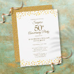 Carte Postale Confetti du 50e anniversaire de la Surprise<br><div class="desc">Personnalisez avec vos cinquante ans spéciaux anniversaire d'or détails de la fête surprise mis dans la typographie or chic. Conçu par Thisisnotme©</div>